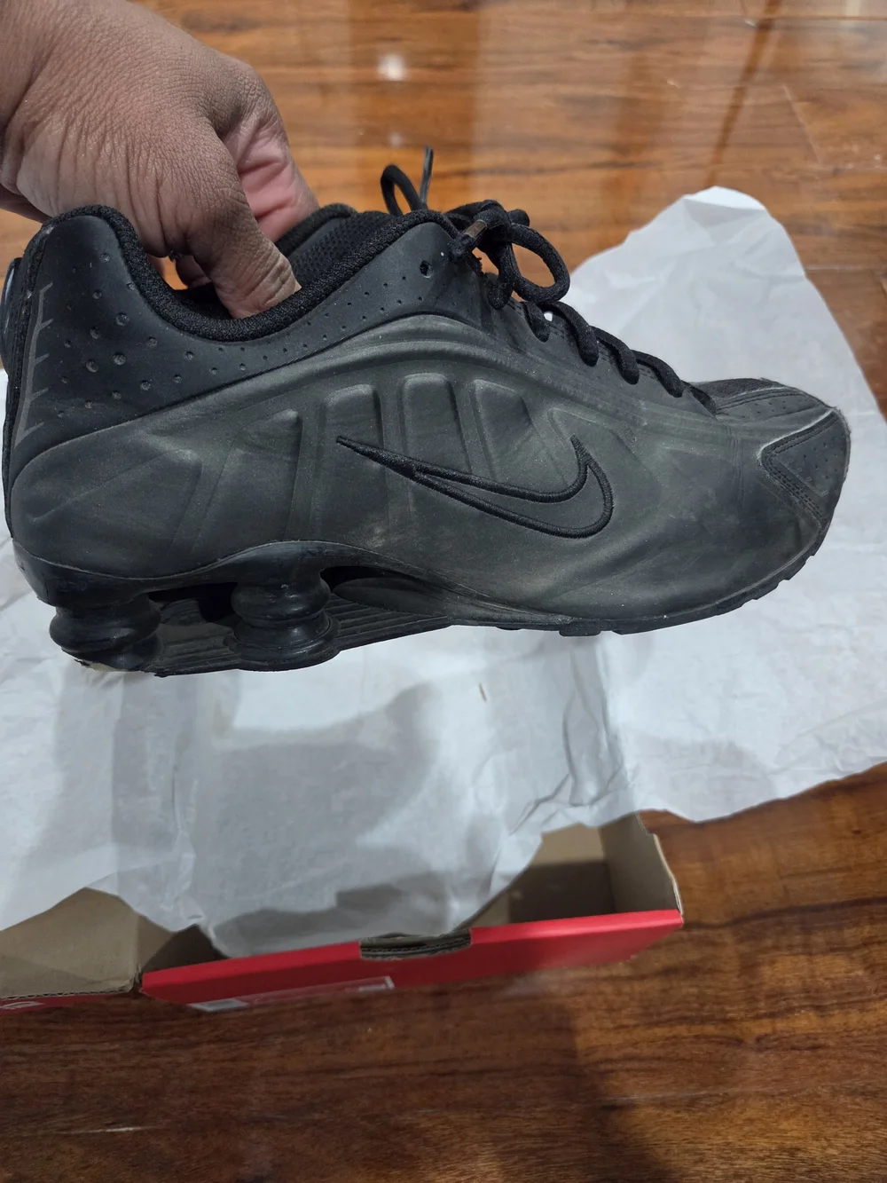 Boy's Nike Black Shox Running Shoe